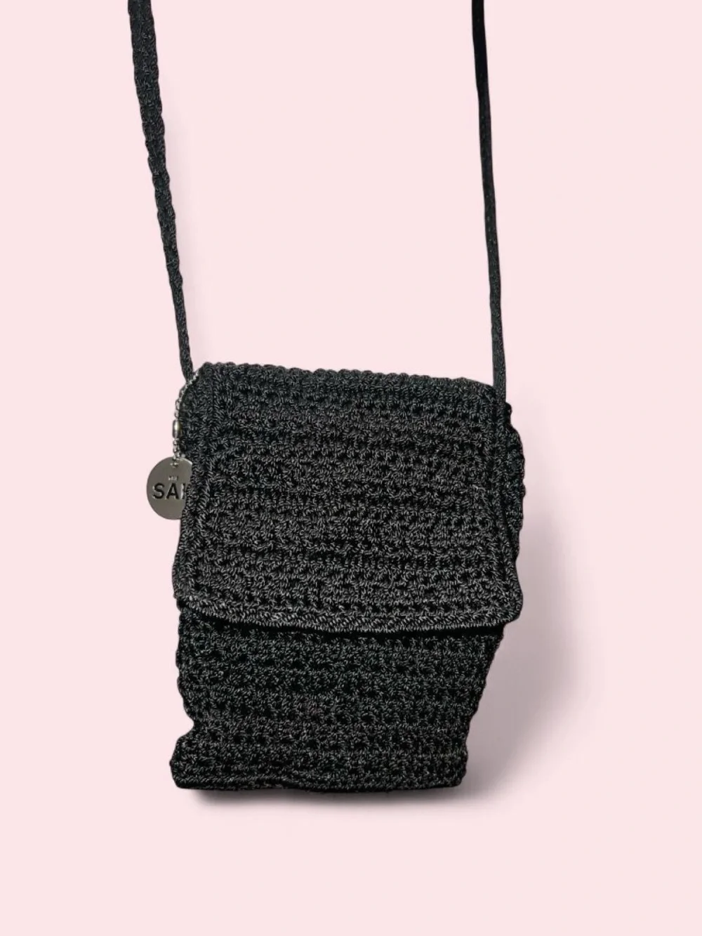 The Sak Black Crochet Crossbody with Braided Strap